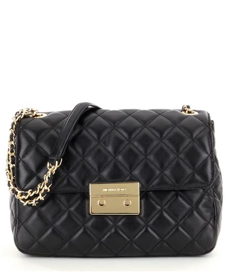 michael kors black quilted leather bag|michael kors small black handbag.